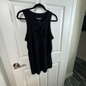 Super Soft Torrid Black Stretch Tank Top with Flower Power Design, Size 2